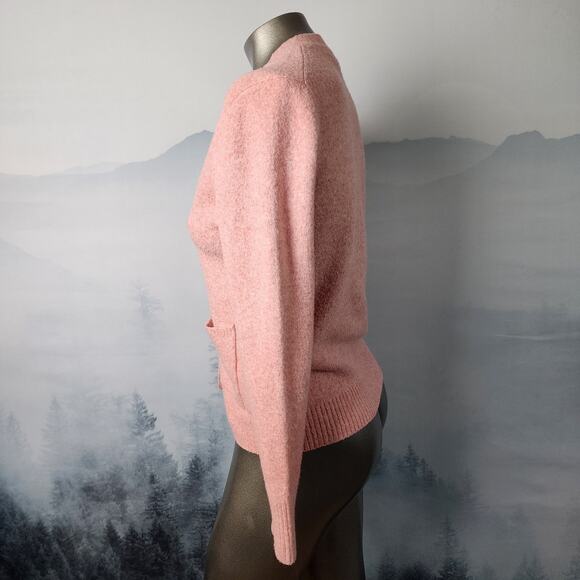 J. Crew Extra-Soft Wool Blend Baby Pink V-Neck Cardigan Sweater | Women's Small - Picture 5 of 12